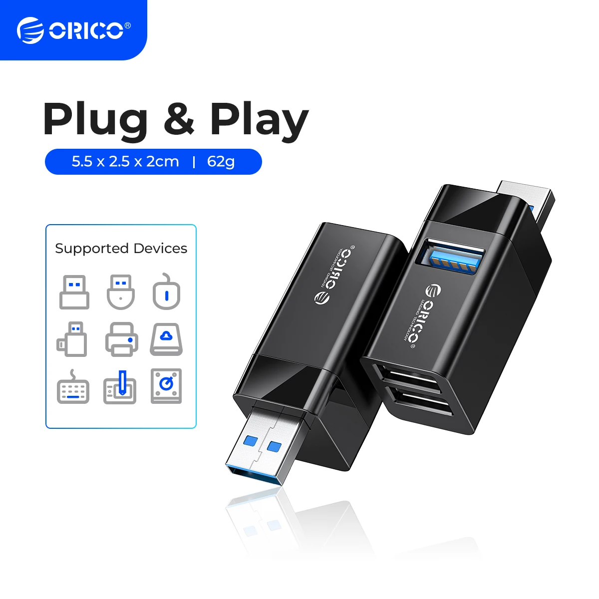 ORICO USB 3,0 концентратор для ноутбука беспроводной usb-разветвитель 3-портовый удлинитель для ноутбука ПК компьютер USB 2,0 зарядный концентратор для ноутбуков Аксессуары