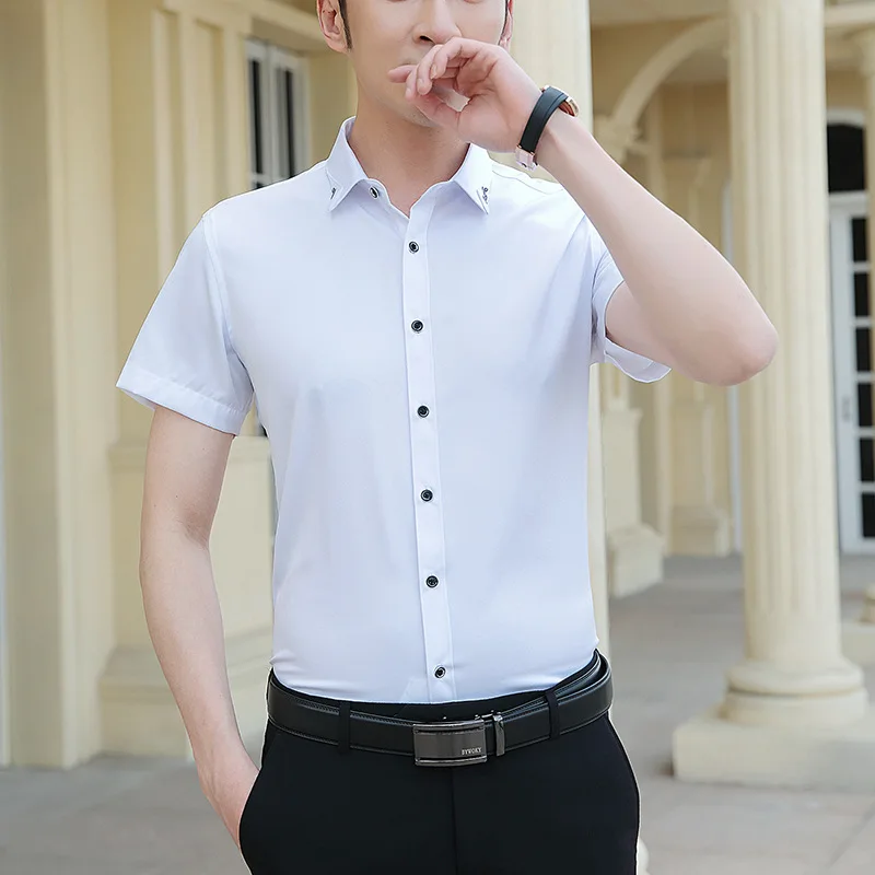 

2022 New Men's Short Sleeve Shirts Korean Version Slim Fit Iron-Free Thin Short Sleeve Shirts Casual Fashion Men's Thin Shirts