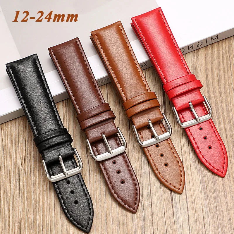 

12/13/14/15/16/17/18/19/20/22/23/24mm Geunine Leather Watch Band for Men Women Sport Replacement Wrist Band for SmartWatch Strap