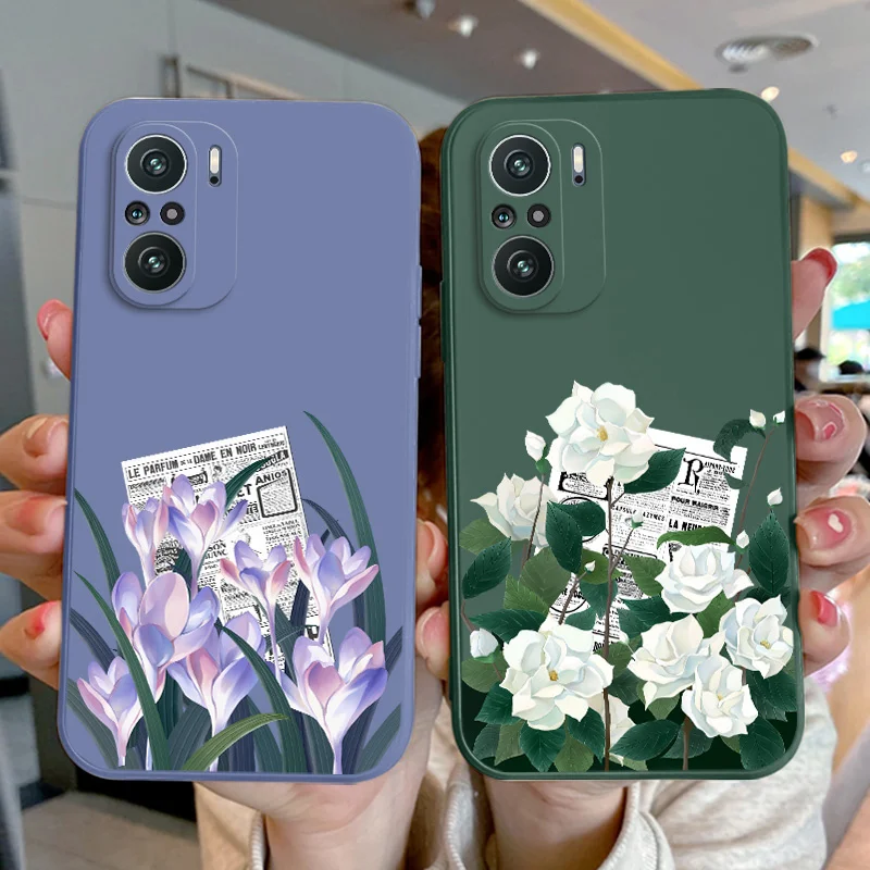 

Cartoon Flowers Phone Case For Xiaomi Redmi Note 10 10S 9T 9 8 7 Pro Max Redmi 9 9A 9T Liquid Silicone Cover