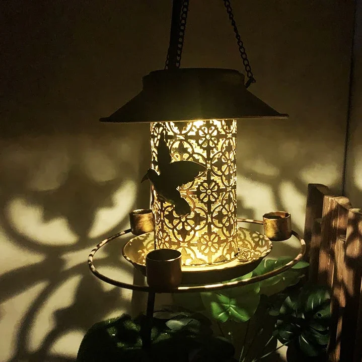 Железное искусство европейский уличный солнечный свет с колибри и бабочкой