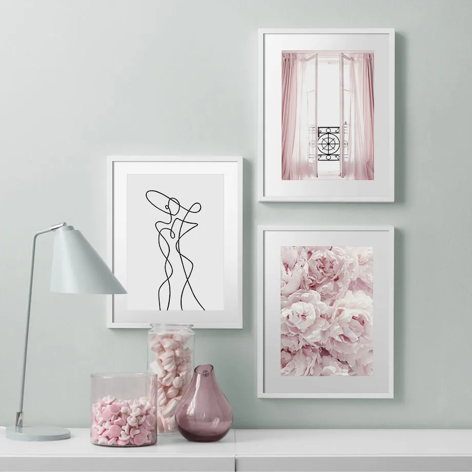 Настенный постер с розовым пейзажем для женщин настенная Картина на холсте