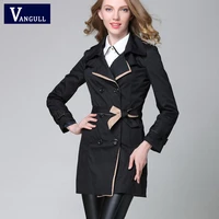 vangull 2022 new fashion designer brand classic european trench coat khaki black double breasted women pea coat real photos