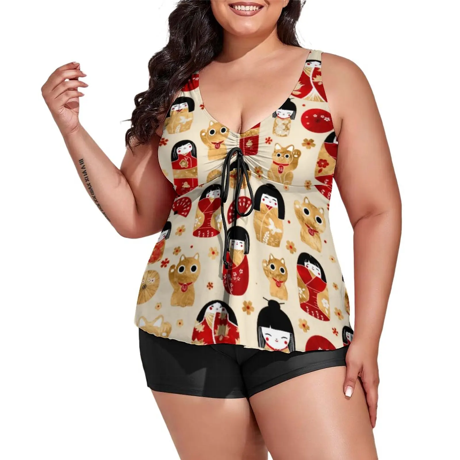 Купальник-танкини женский из двух предметов в стиле ретро |