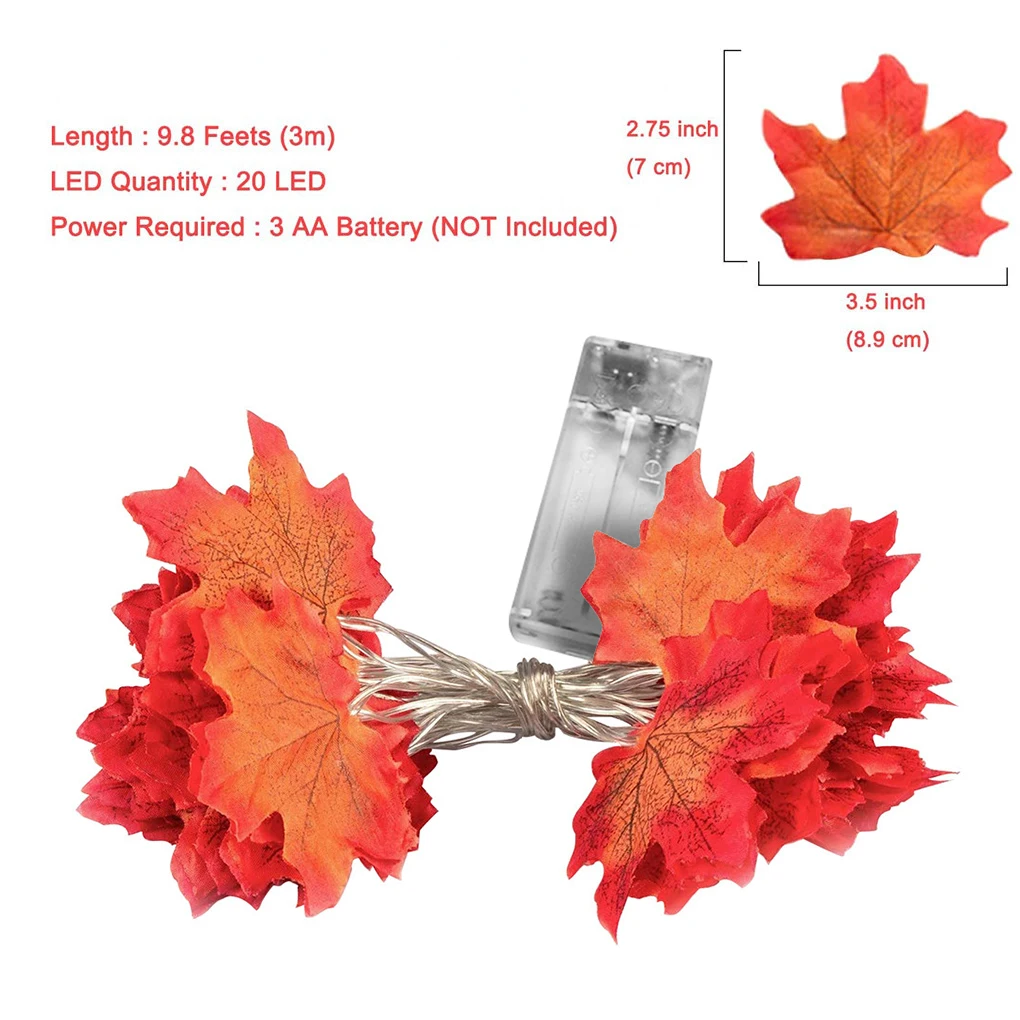 

Fall Maple Leaves String Light LED Waterproof Garland Lamp Decoration for Autumn Harvest Thanksgiving Christmas