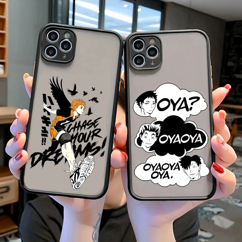 

Anime Oya Oya Oya Haikyuu Love Volleyball Cellphone Clear Matte PC Back Phone Case For iphone 11 12 13 14 Pro XSMax7 14Plus X XR