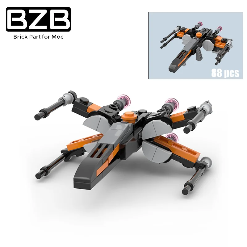 

BZB MOC Bandai 1/72 War Wing Interstellar Plane Building Blocks Brick Model Decoration Kid Brain Game DIY Toy Best Birthday Gift