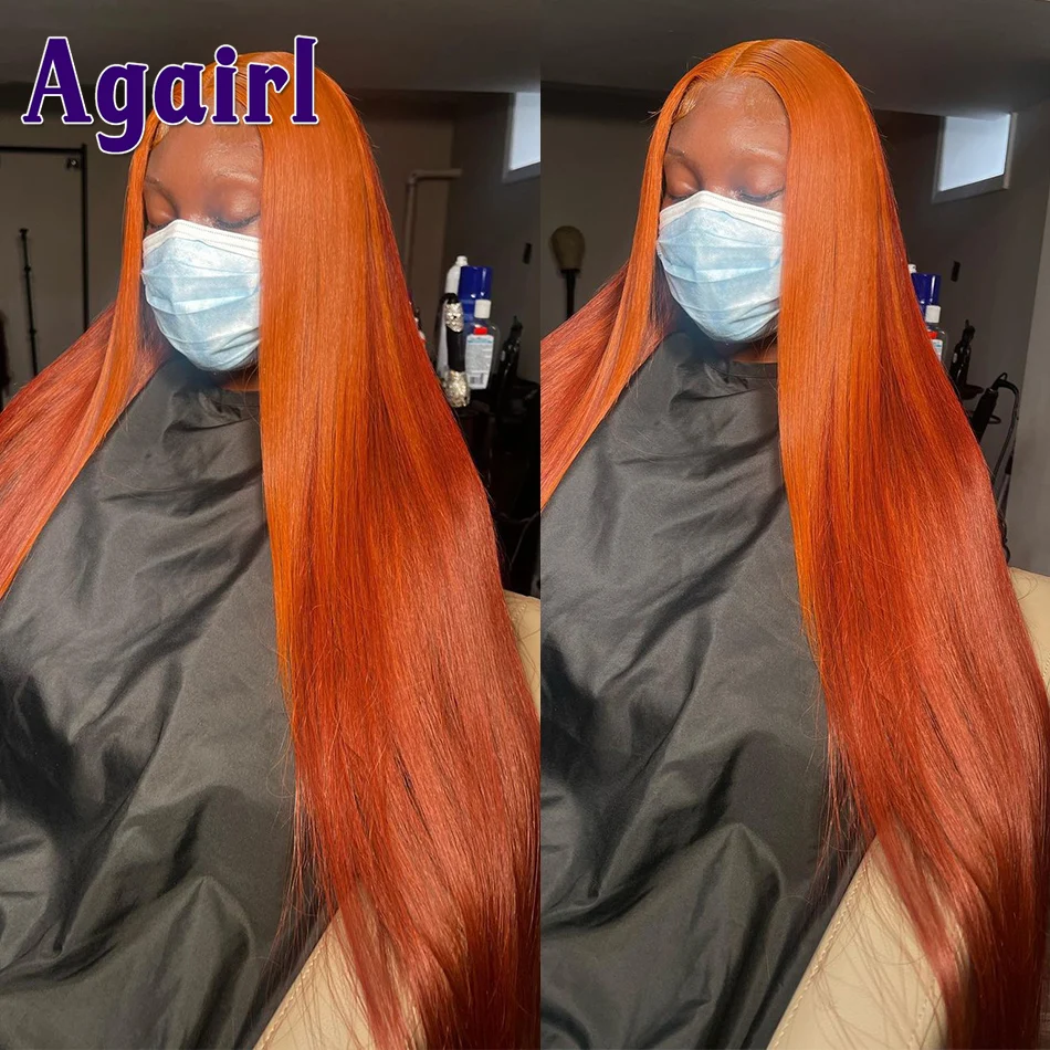 360 HD Straight Lace Frontal Wig Ginger Orange 13X4 13x6 Lace Front Human Hair Wigs Pre Plucked Peruvian Remy Hair Wig for Women