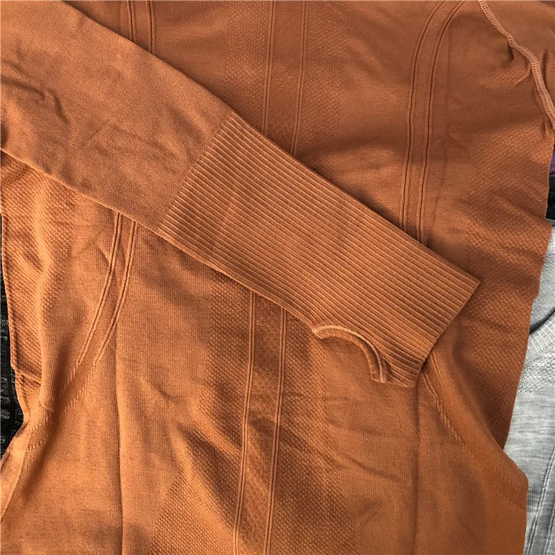 Solid Color Luluwomen Sports Long Sleeve Fitness Yoga Shirt Top Round Neck Blouses Thumb Jack Comprehensive Training Custom Logo