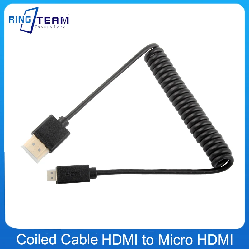 Спиральный кабель V1.4 M/M HDMI-совместимый с Micro HDMI аудио-видео кабель 1080p 1440p для HDTV PS3 XBOX 3D HD ТВ-камеры проектора