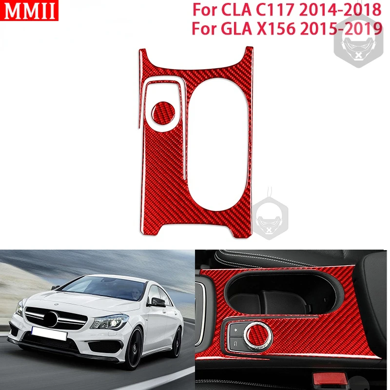 

MMII Real Carbon Fiber Interiors Car Center Control Panel Decor Cover Trim Sticker for Mercedes Benz CLA C117 GLA X156 2014-2019