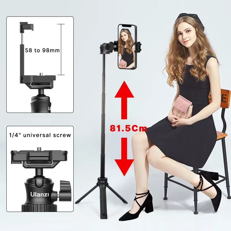 

2023 Ulanzi MT-34 Extend Tripod 360 Adjustable Ballhead 2 in 1 Phone Clamp Holder Smartphone DSLR SLR Tripod for iPhone 12 Pro M