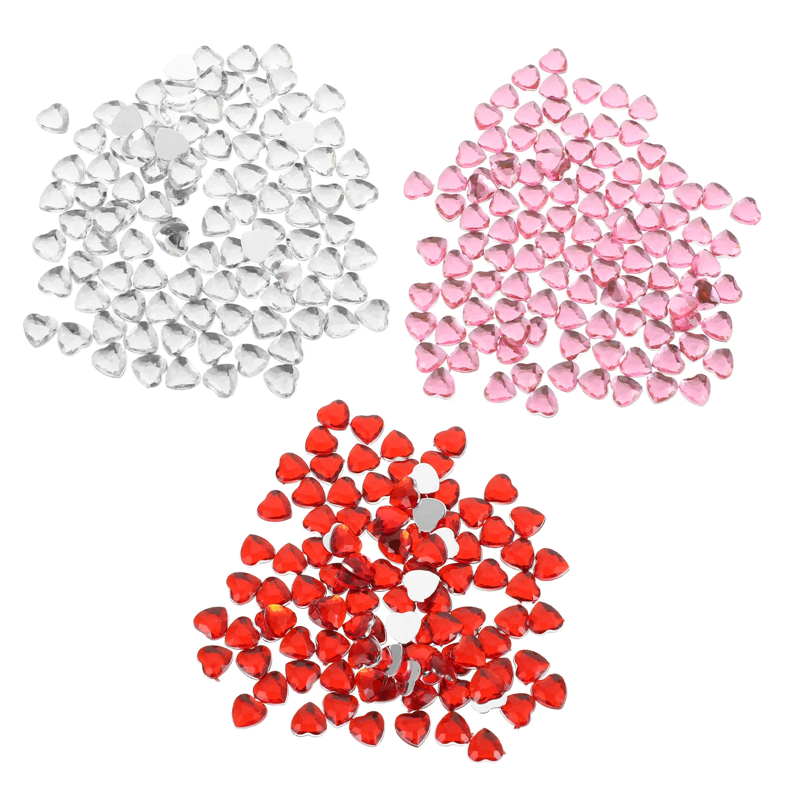 

600pcs Acrylic Heart-shape Accessories Flat Bottom Charms DIY Nail Decors