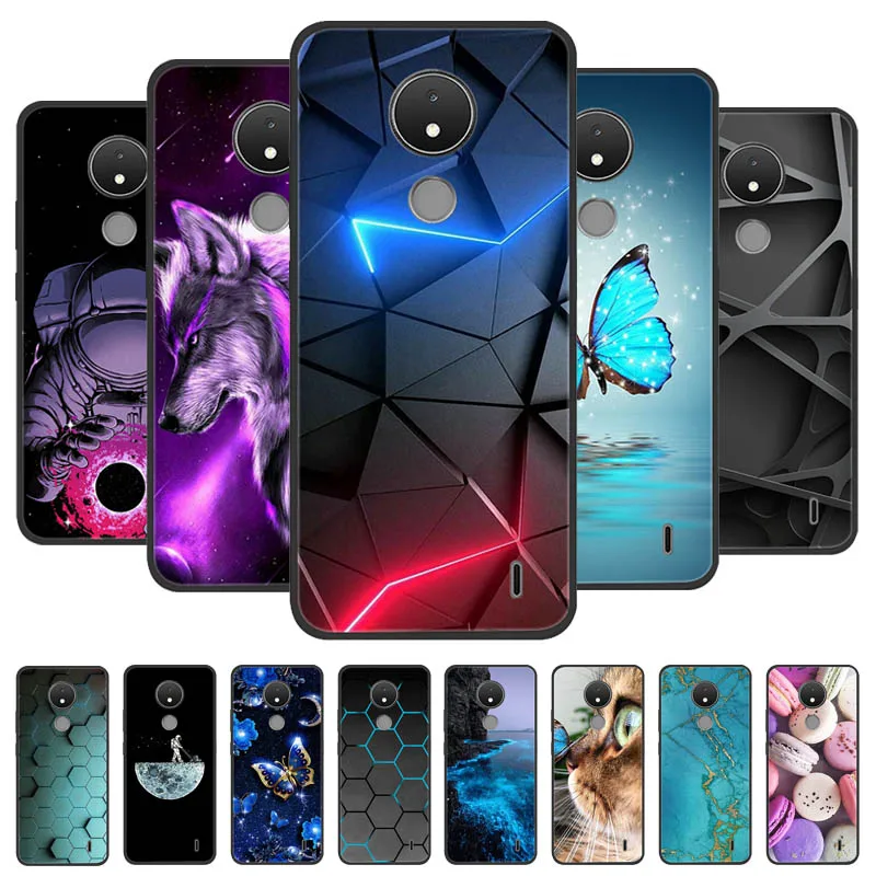 

For Nokia C21 Case C 21 Silicone Wolf Lion Painted Soft Black Cover for Nokia C21 Cover TPU Coque Protective for Nokia C 21 Capa