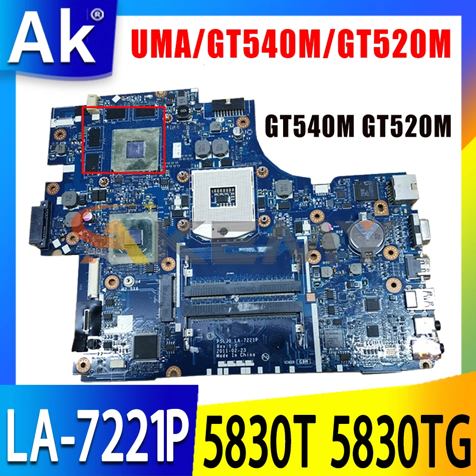 

AKEMY LA-7221P Motherboard For ACER 5830 5830T 5830TG Laptop Motherboard Mainboard PGA989 HM65 UMA or with GT540M GT520M DDR3