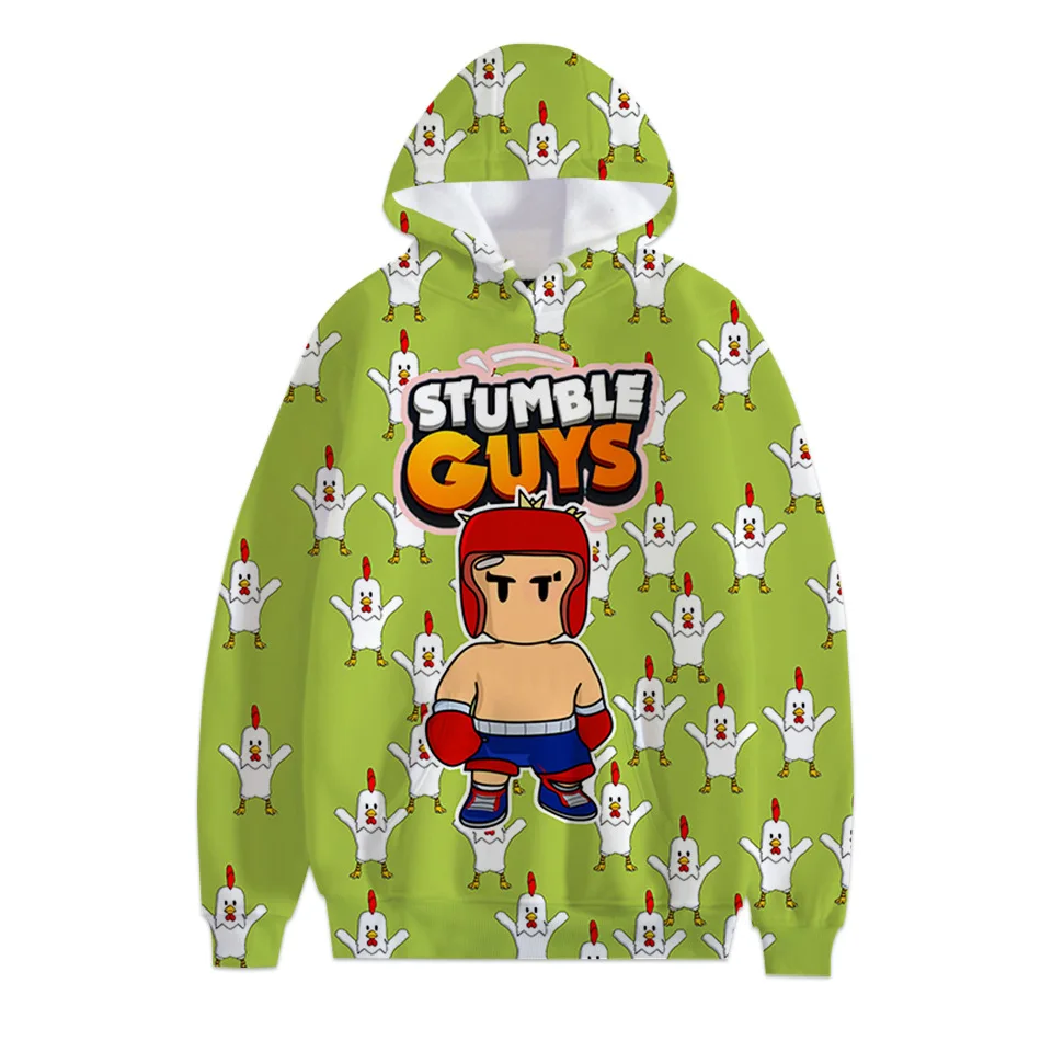 

New Stumble Guys Collision Party Series Printed Children's Wear Hooded Sweater Loose Casual Student Adult Jacket Plus Fleece