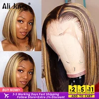 Highlight Straight BOB Wigs 13X4 Lace Front Wig Honey Blonde Colored Brazilian Human Hair Wigs Ombre Remy Hair For Black Women