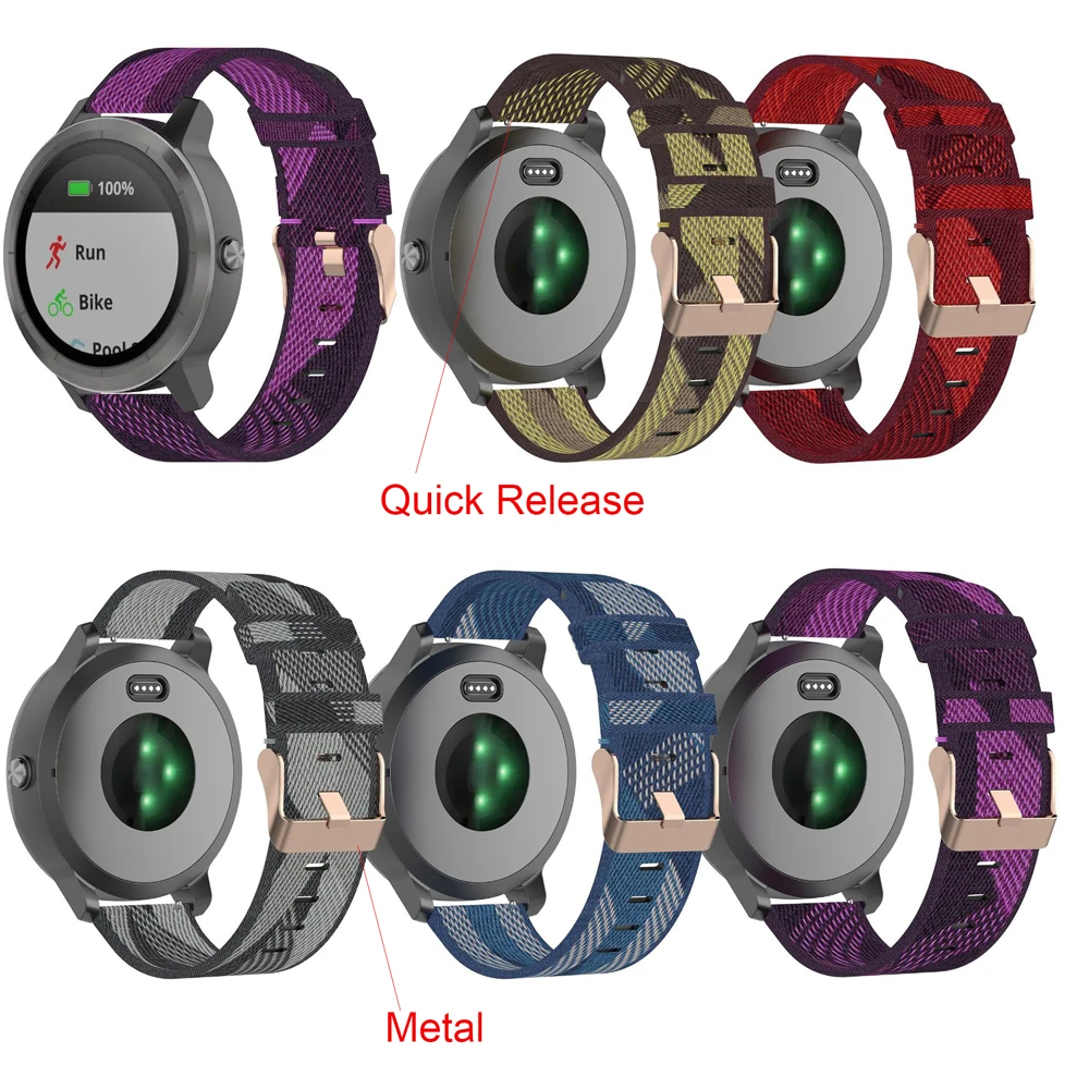 18MM 20MM 22MM Nylon Watch Strap For Garmin Venu GarminMove 3 Garmin Active S Vivoactive 4 4S Smart Wristband Quick Release Band