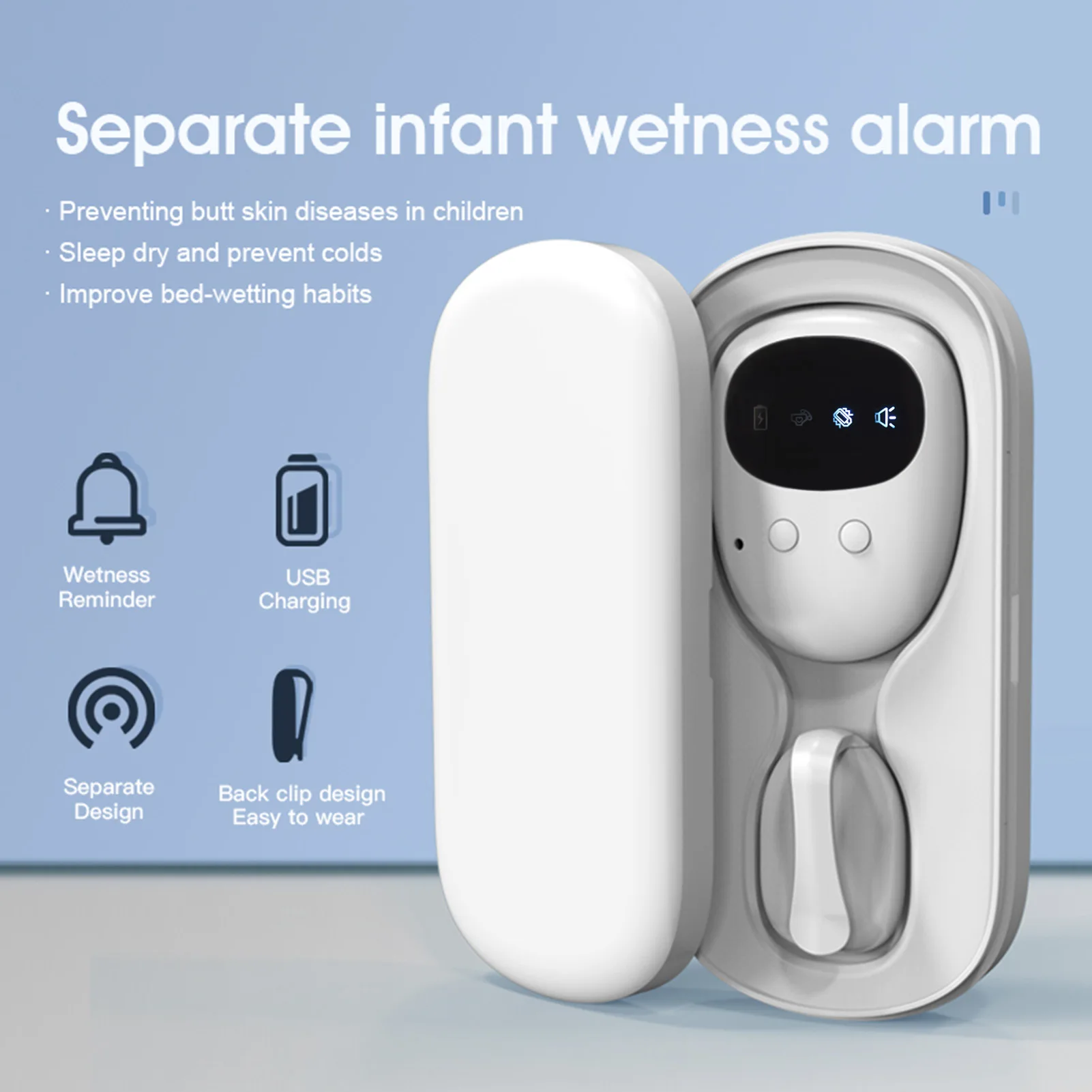 

Split Type Urine Wet Alarm for Young Children Charging Type Wireless Bed Wetting Alarm Sound Vibration Elderly Available Sensor