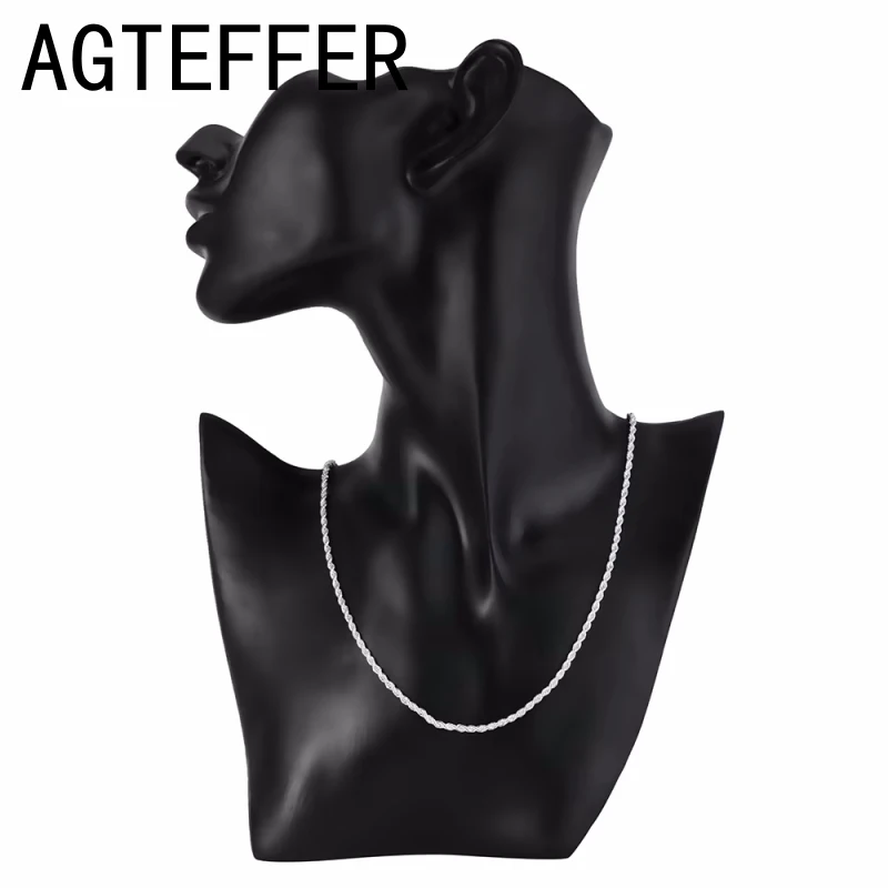 Новый 16/18/20/22/24 дюймов стерлингового серебра 925 пробы 2 мм витая веревка-цепочка