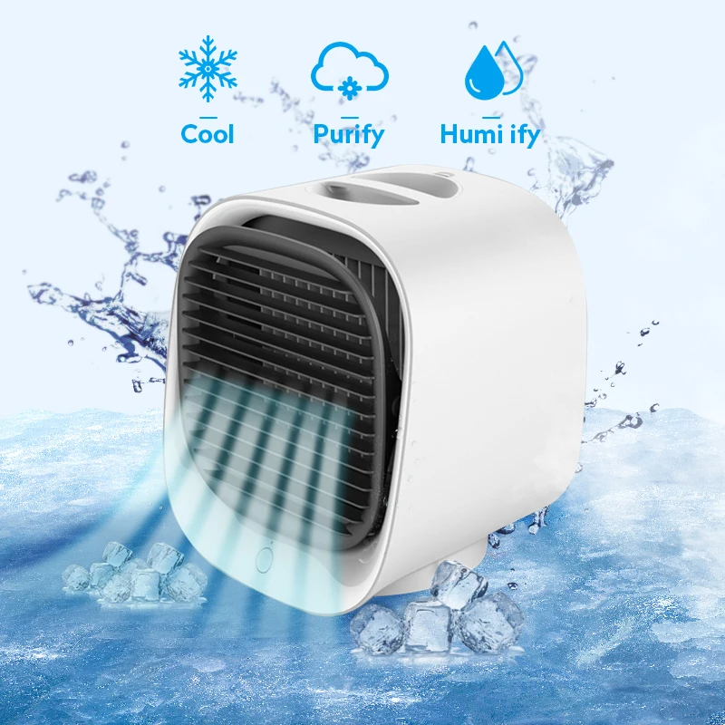 Portable Mini Air Conditioning USB Air Cooler Fan Humidifier Water Cooled Air Cooling Fan For Office Bedroom With 7 Colors Light