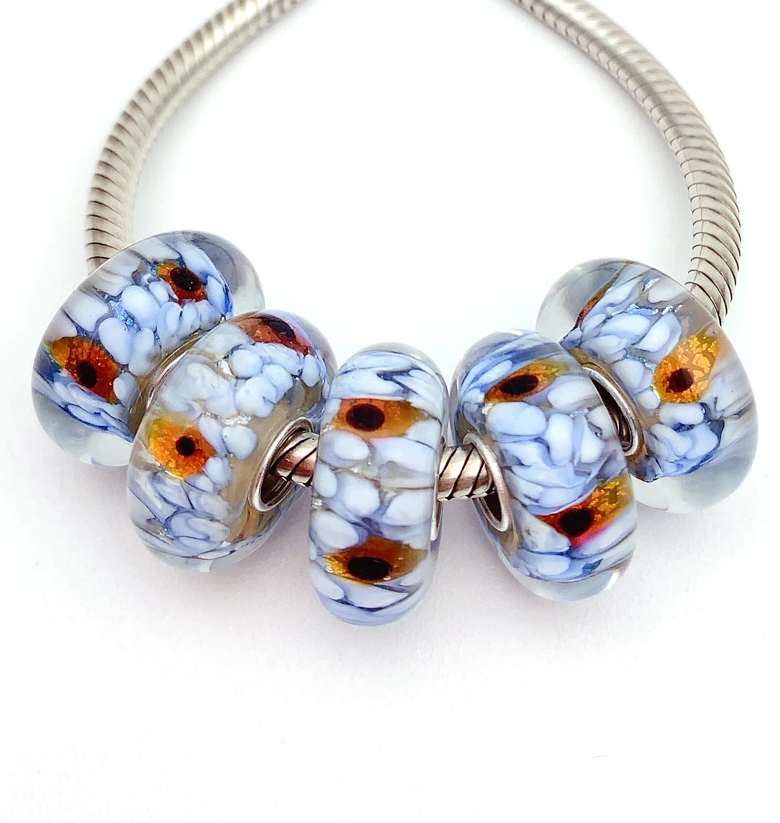 

YG866 5X 100% Authenticity S925 Sterling Silver Beads Murano Glassbeads NEW Fit European Charms Bracelet Diy Jewelry Lampwork