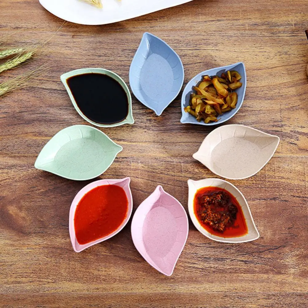

Soy Sauce Dish Multipurpose Leaf-Shape Small Seasoning Saucers Appetizer Plates for Vinegar/Salad Soy Sauce/Wasabi