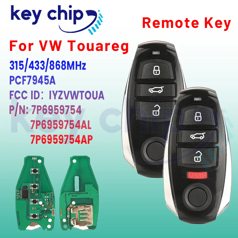 Фото Дистанционный ключ для VW Touareg 315 МГц ASK PCF7945A HITAG 2 46 CHIP IYZVWTOUA 7P6959754 433 МГц FSK 7P6959754AL 868 МГц FSK 7P6959754AP №1