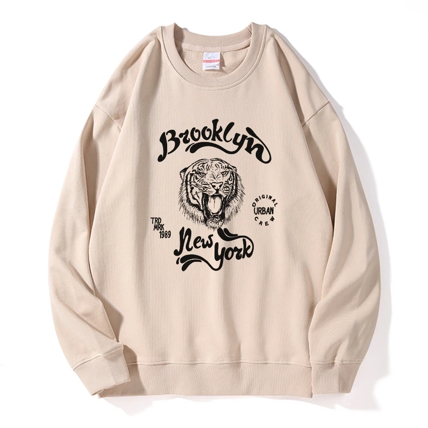 

COOLMIND 100% Cotton loose tiger print unisex Sweatshirts funny cool men Sweatshirts drop sholder men hooded sweatshirts