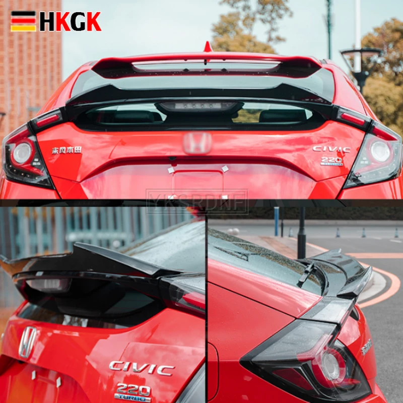 

Задний спойлер багажника для Honda Для Civic X 10th хэтчбек 2016 2017 2018 2019 ABS глянцевый черный/углеродное волокно