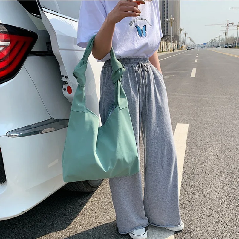 Diinovivo Casual Shoulder Bag Nylon Women Handbag Solid Color Shopping Bag Simple Ladies Large Tote Bag Hobos Women Bag WHDV2269