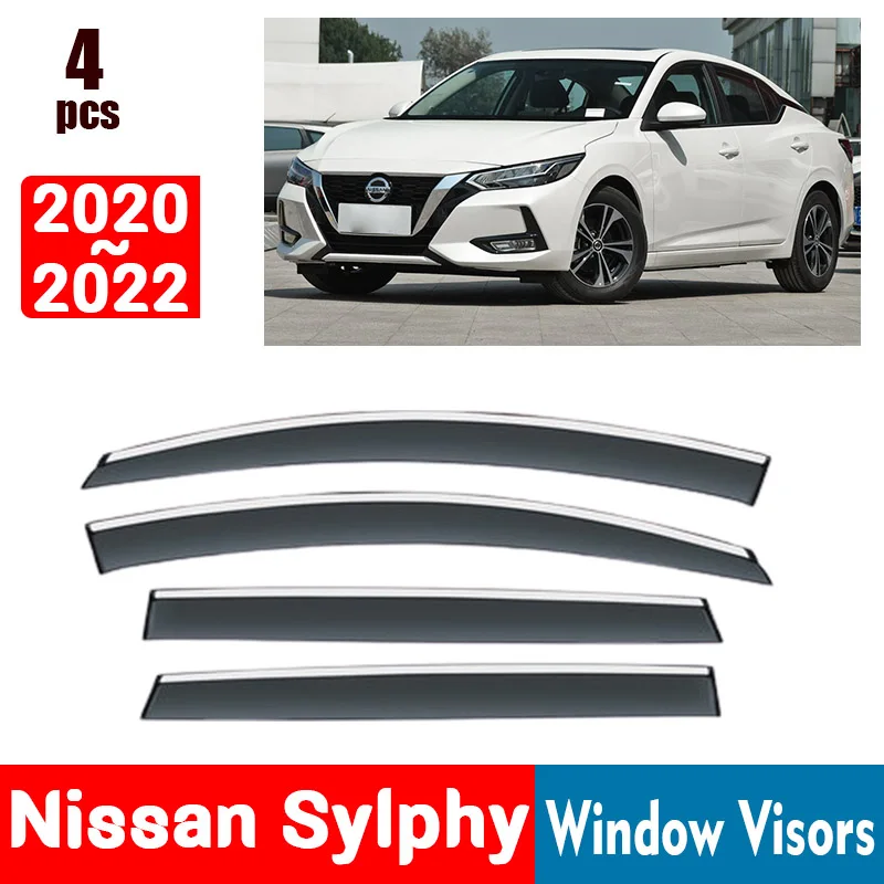 FOR Nissan Sylphy 2020-2022 Window Visors Rain Guard Windows Rain Cover Deflector Awning Shield Vent Guard Shade Cover Trim