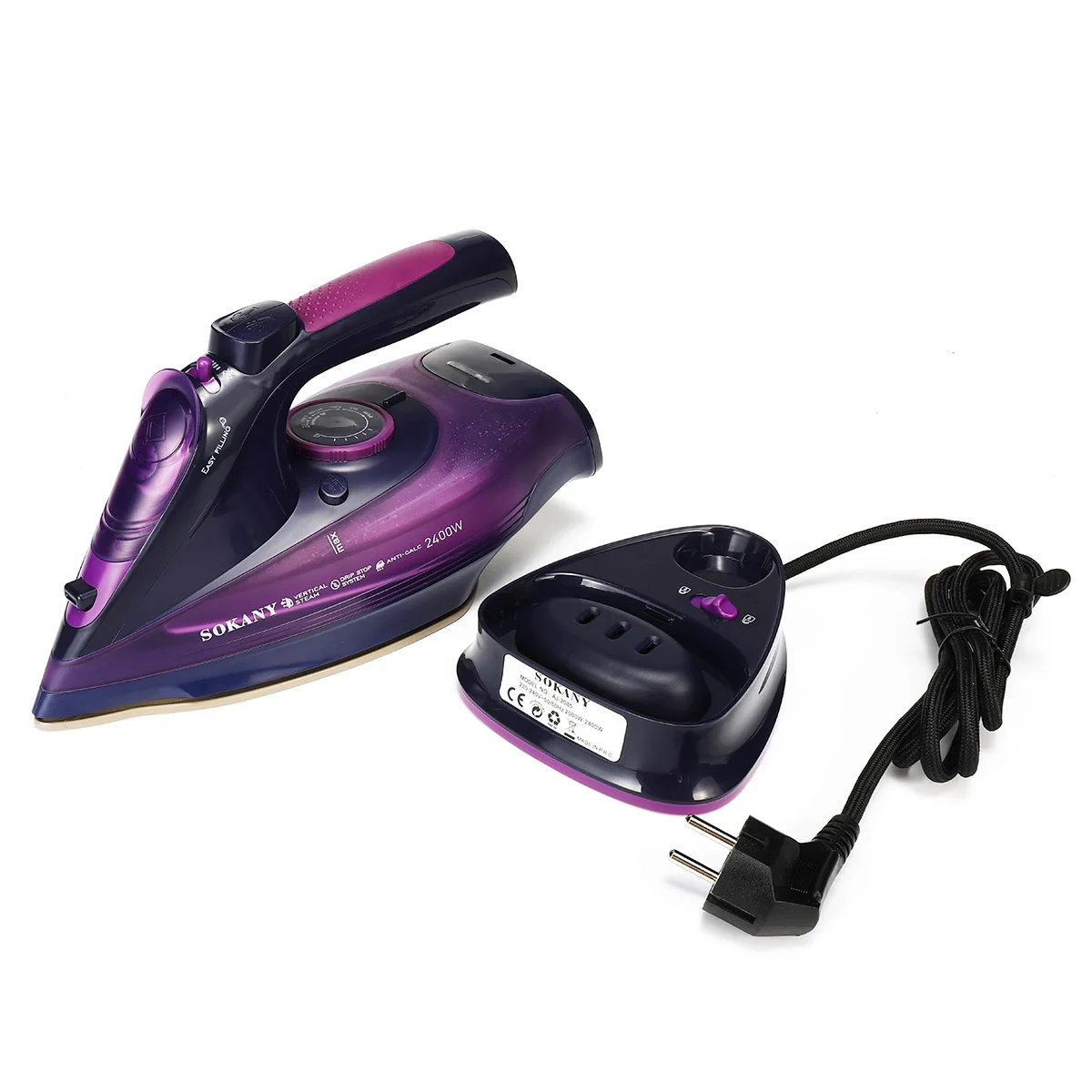 

2400W 5 Speed Adjust Cordless Electric Steam Iron for garment Steam Generator Clothes Ironing Steamer Ceramic Soleplate Portable