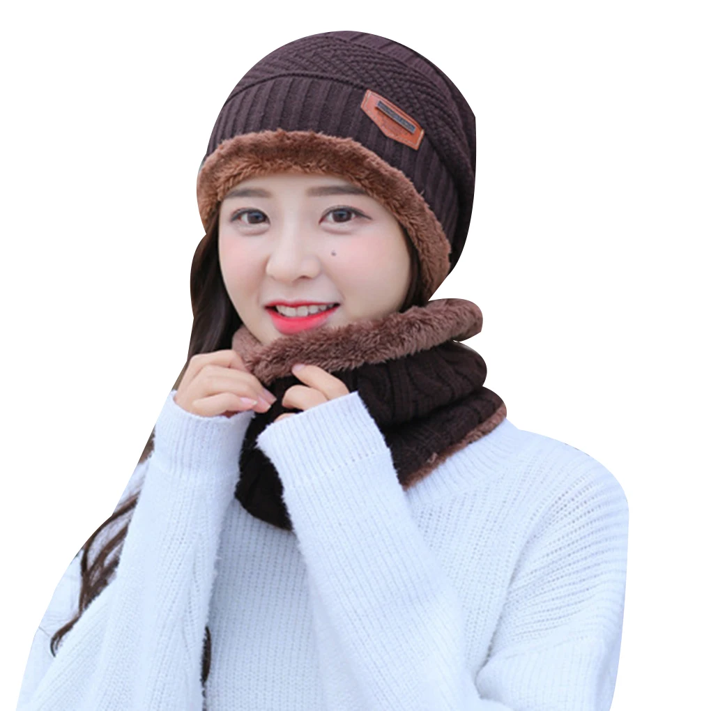 

Теплая вязаная шапка-шарф унисекс из 2 предметов многофункциональная шерстяная шапка зимняя ветрозащитная шапка для велоспорта на открыто...