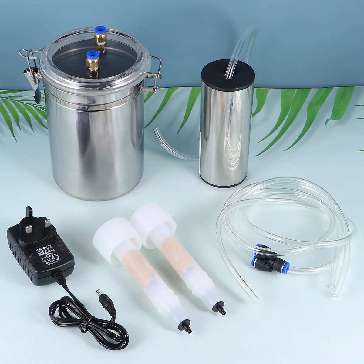 

2L Electric Milking Machine Goat Sheep Stainless Steel Bucket Suction Vacuum Pump Household Milker Milking Machines (UK Plug)