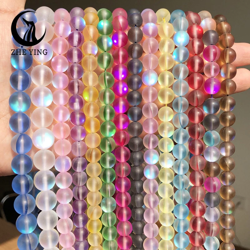 

6/8/10mm Coloful Frost Crystal Glass Beads Round Loose Spacer Beads For Jewelry Making DIY Bracelet perles pour bijoux