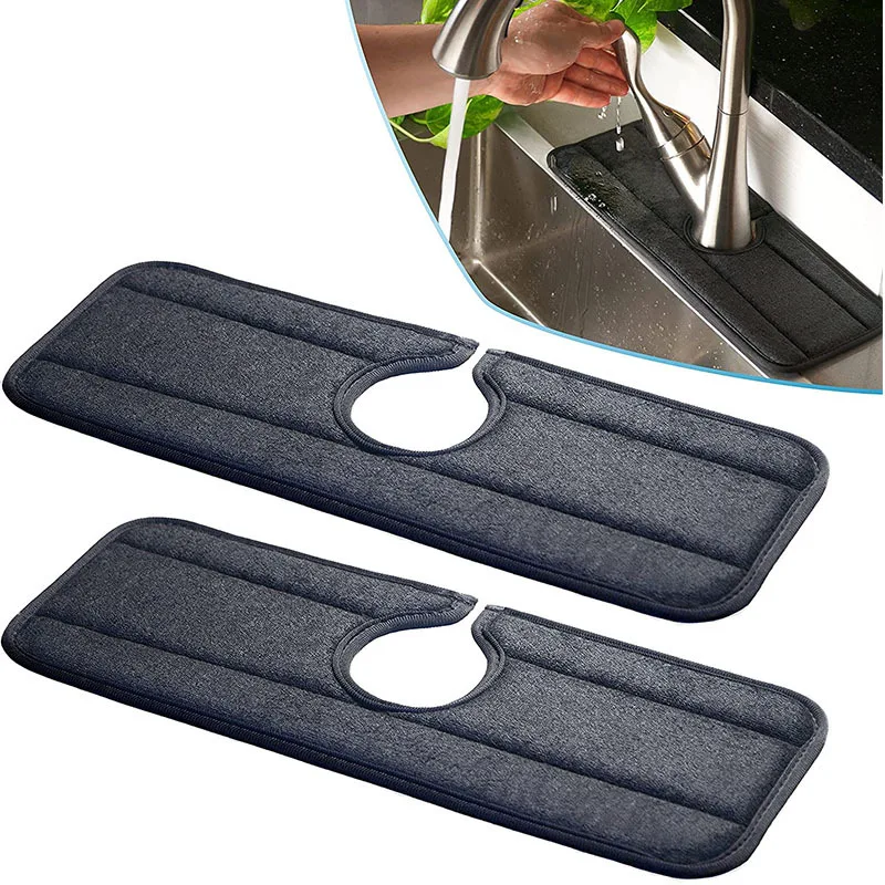 

Faucet Absorbent Mat Microfiber Kitchen Sink Water Drying Pad Bathroom Tap Cloth Splashproof Household Home Cleaning Accessories