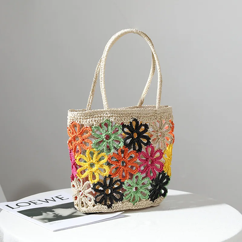 flower straw bag