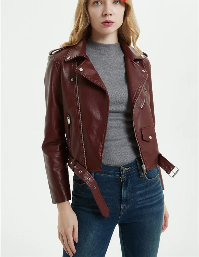 Female Casual Zipper Faux Leather Jacket Minimalist Neutral Style Solid Moto Biker Jacket Coat Women PU Streetwear Drop Shipping