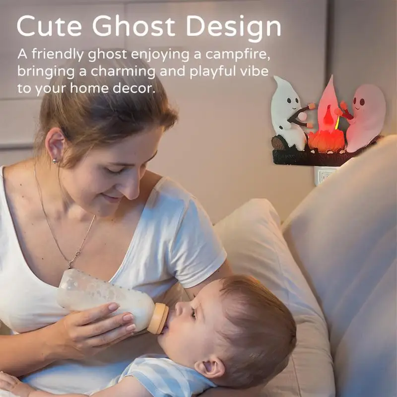 Призрачный ночник Plug In Faux Ghost Campfire Акриловые ночники Into Wall Хэллоуин Искусственный