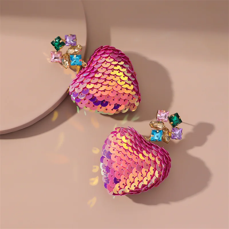 

New Arrival Women Shiny Love Heart Creative Drop Earrings Tessellation Colorful Zircon Temperament Dangle Earrings Jewelry