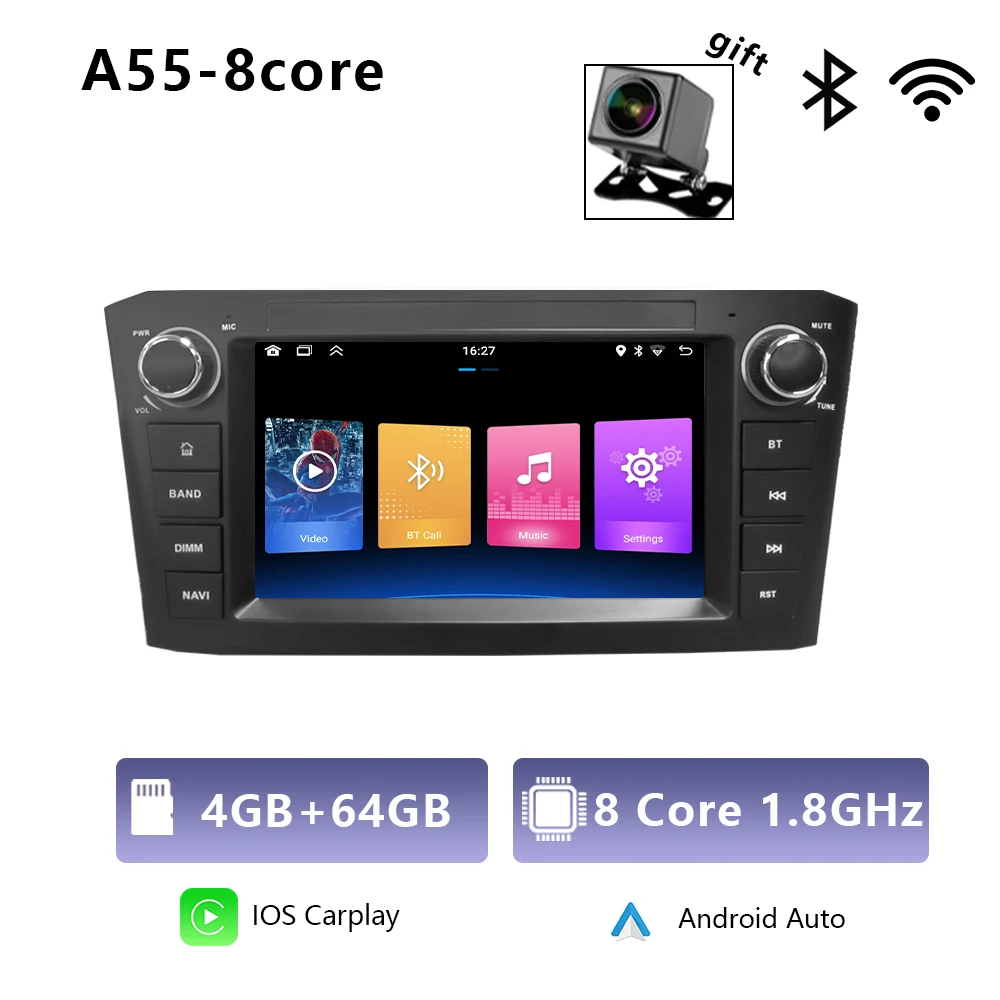 

Автомобильный плеер CHSTEK для Toyota Avensis T250 2003-2010 Carplay Android Auto Bluetooth Wi-Fi Silver Media интерьерный навигатор