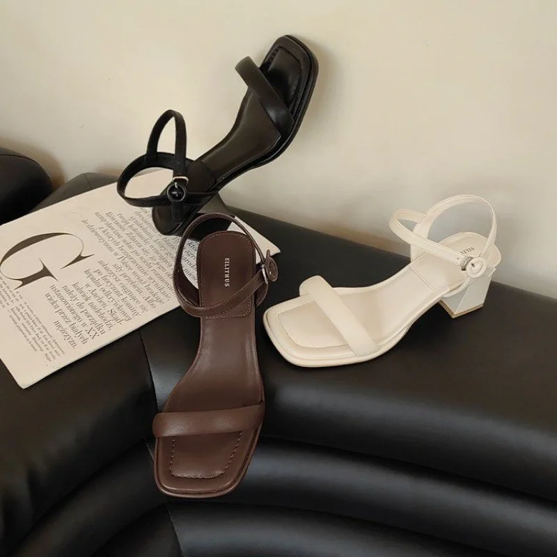 

Fashion Design Sandals Women Thick Heel Casual Ladies Open Toe Shoes New Sexy Party Heeled Sandal Ankle Strap Sandalias De Mujer