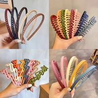 free shipping morandi color hair hoop female all match press hair head buckle headband girl frosted serrated hair accessories