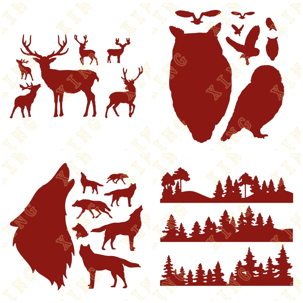 

2022 New Antlers Silhouette on the Horizon Metal Craft Cutting Dies Diy Scrapbook Paper Diary Decoration Card Handmade Embossing