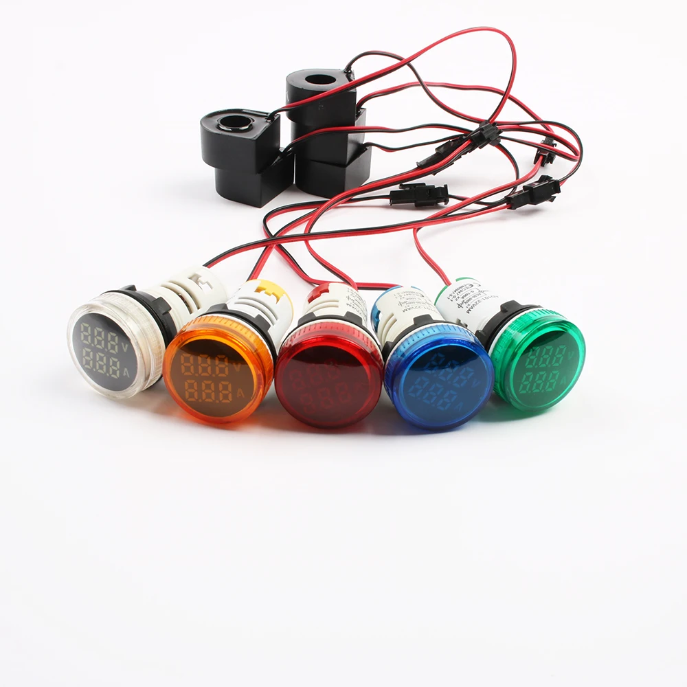 Мини-цифровой вольтметр-амперметр 22 мм переменного тока 50-500 В 0-100 А тестер