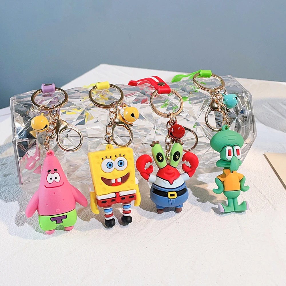 

Kawaii SpongeBob Keychain Cute Patrick Star Squidward Tentacles Key Ring Action Figure Pendant Keychain for Backpack Ornament