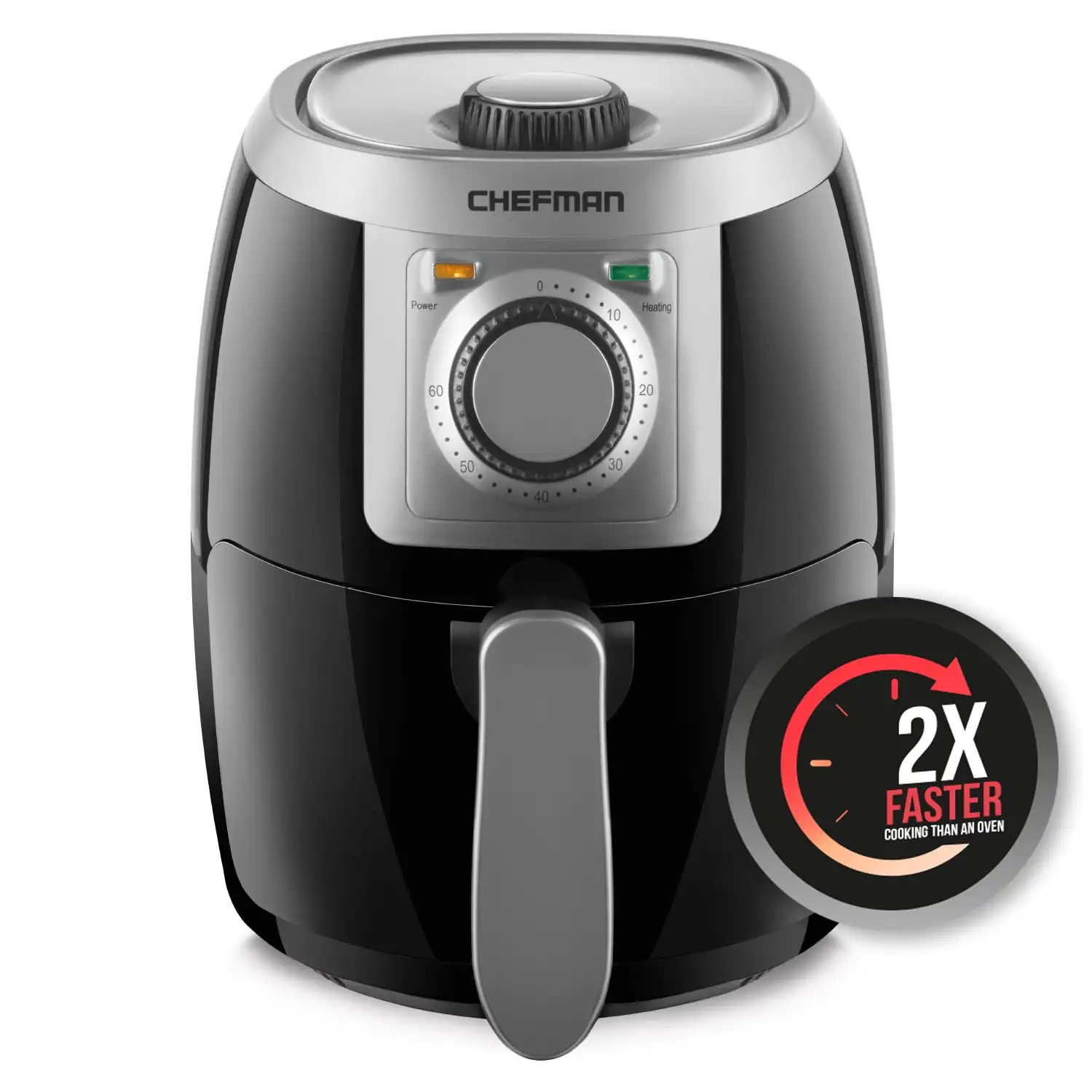 

Air Fryer with Adjustable Temp Control, 2 Qt Capacity, Black
