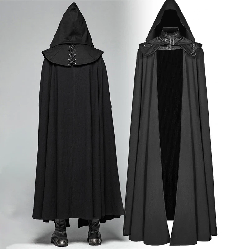 Куртка с капюшоном в готическом стиле для мужчин и женщин длинное пальто