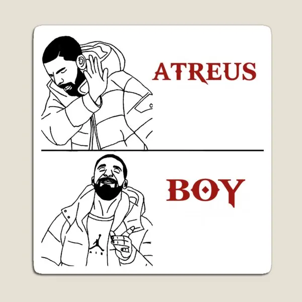 

Магнитные наклейки с изображением бога войны Atreus против мальчика дракона мема детский домашний держатель милые магнитные наклейки для магнитного декора холодильника